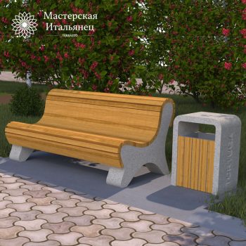 Скамейка-диван Москва (мрамор+дерево)
